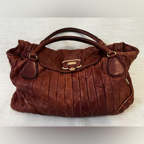 Juicy Couture Handbags - Y2K Juicy Couture Leather Bag - Oxblood Burgundy Distressed with Dust Bag